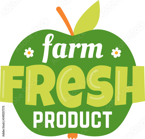 Fresh food farm label organic natural badge icon healthy vector isolated on w...