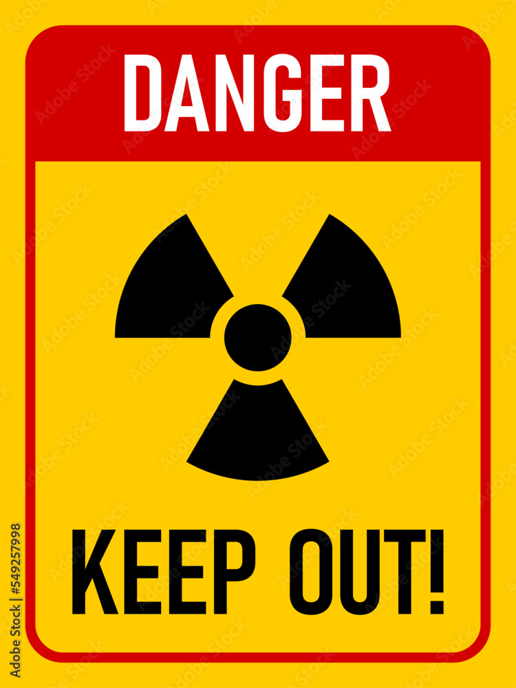 Danger High Radiation Area Keep Out Vertical or Portrait Orientation Warning Sign Symbol with an Aspect Ratio of 3:4. Vector Image. Danger High Radiation Area Keep Out Vertical or Portrait Orientation Warning Sign Symbol with an Aspect Ratio of 3:4. Vector Image.