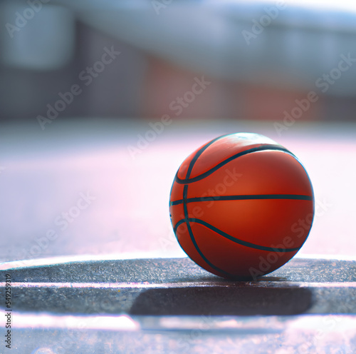 Basketball on the Court Created with Generative AI