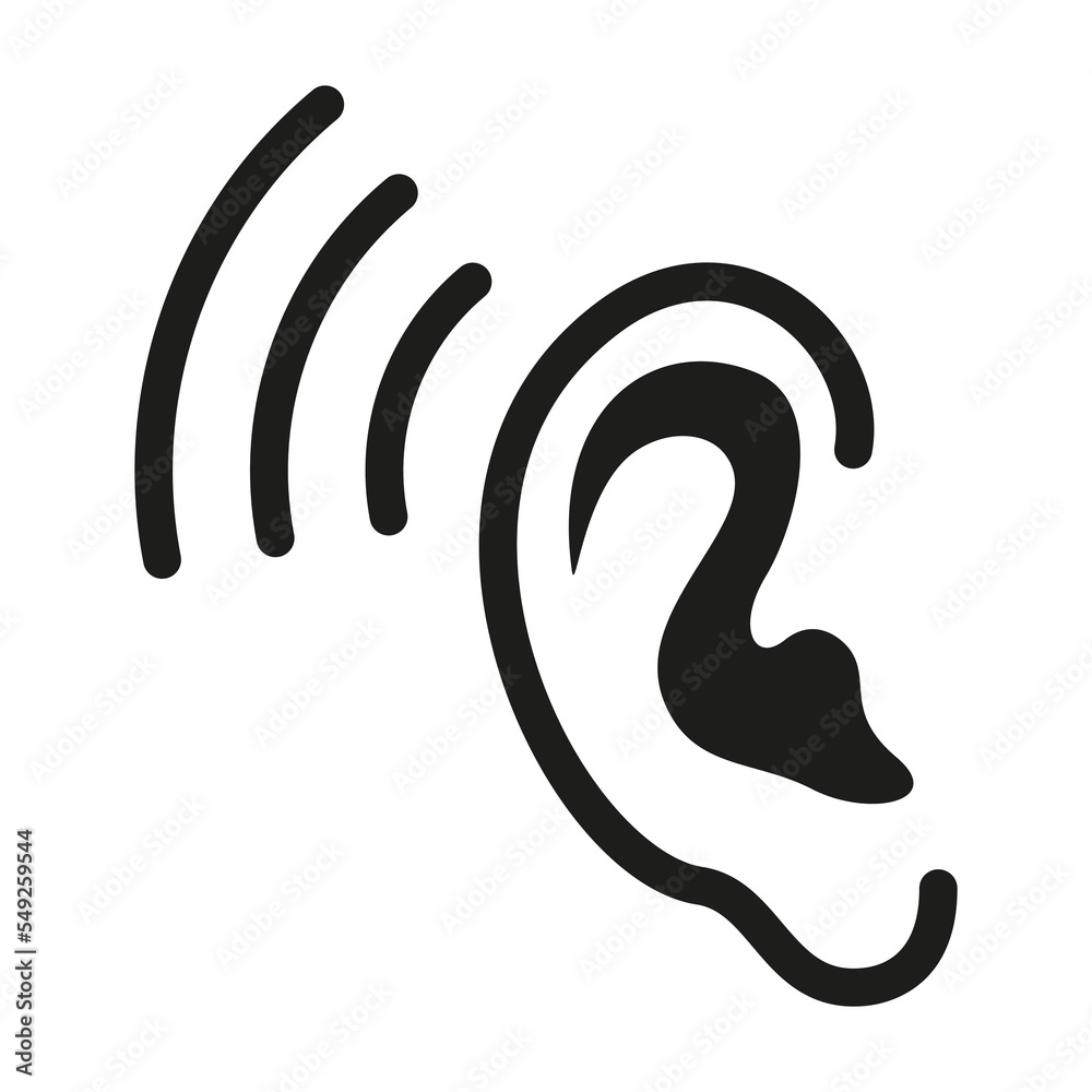 Ear hearing icon. Part of body vector illustration Ear hearing icon. Part of body vector illustration