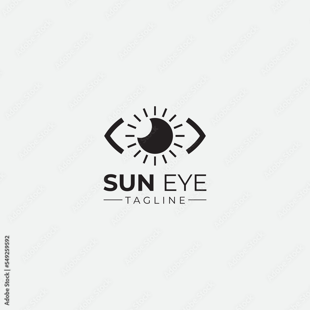Fototapeta premium Eye and sun logo icon simple, clean
