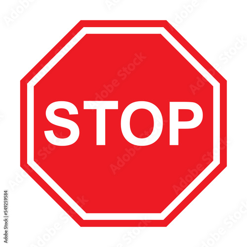 Red Stop Sign icon. Road Sign vector illustration
