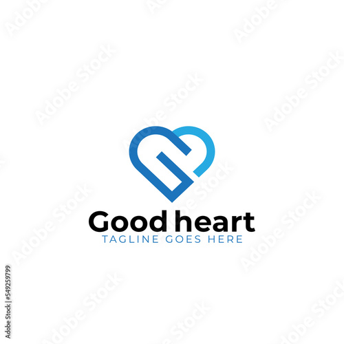 Letter G plus love heart logo icon
