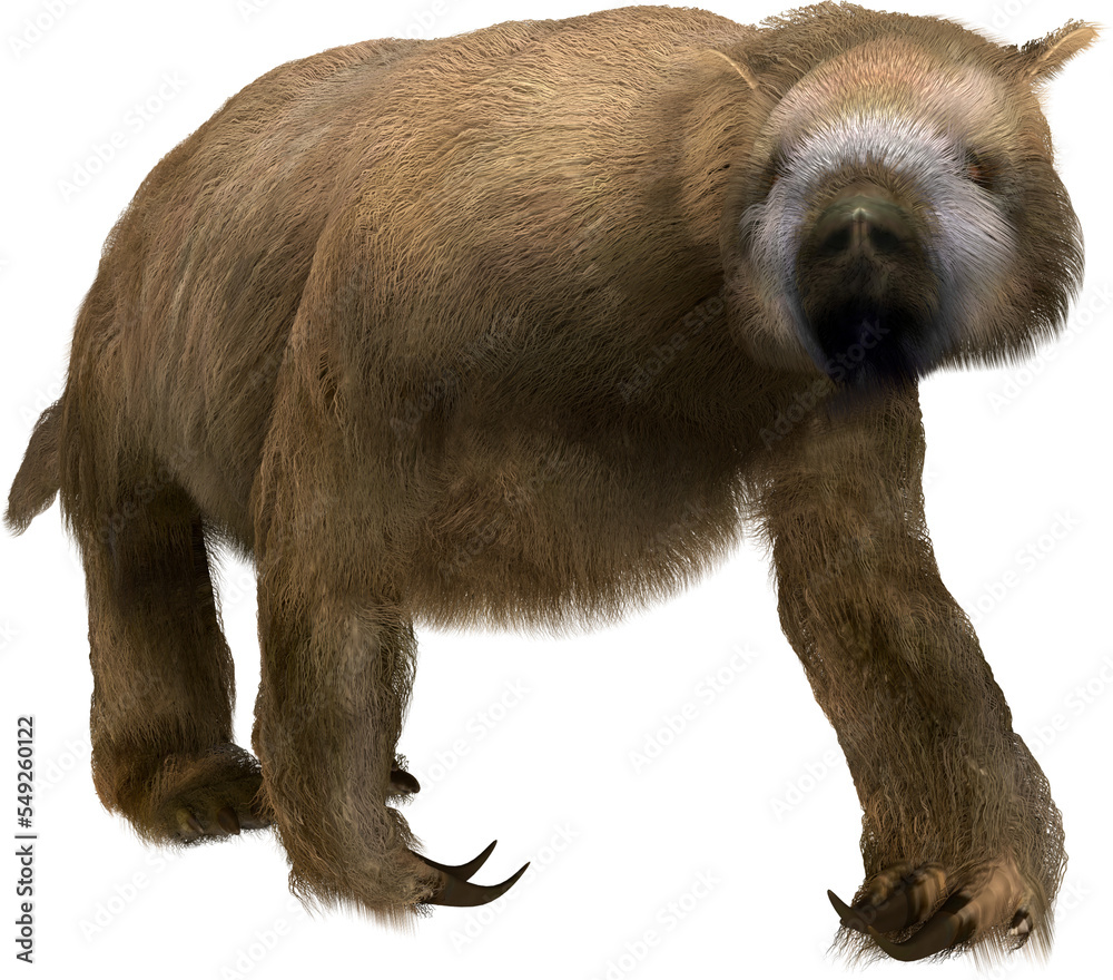 Megalonyx; Giant Ground Sloth on Transparent Background Stock