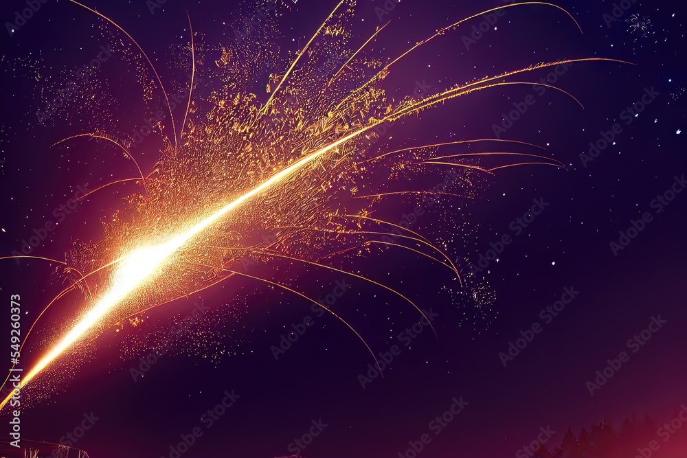 Obraz premium Beautiful fireworks on the night sky For Celebration