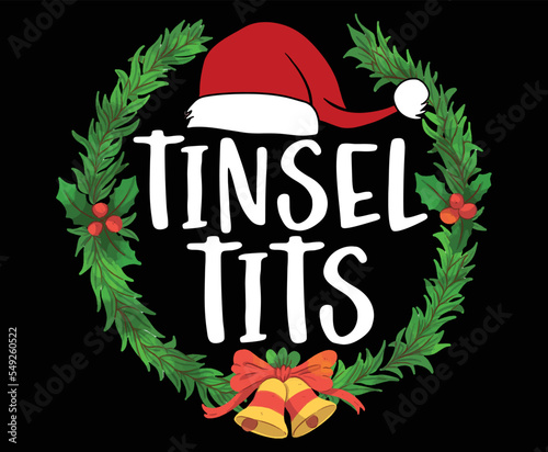 Tinsel Tits And Jingle Balls Funny Matching Christmas Couple T-Shirt photo