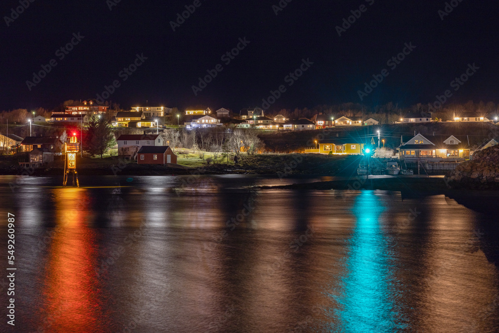 Light and colors in Brønnøysund harbor area, Nordland county, Norway, Europe