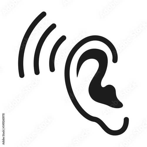 Ear hearing icon. Part of body illustration