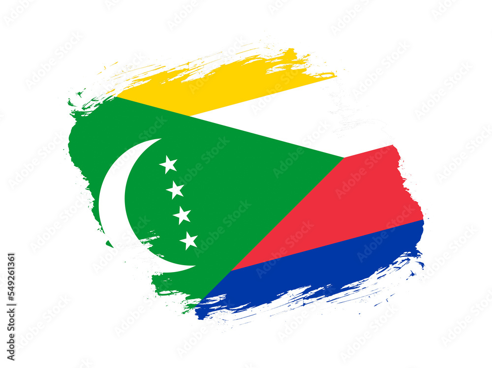 Obraz premium Stroke brush textured flag of comoros on white background