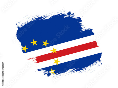 Stroke brush textured flag of cabo verde on white background