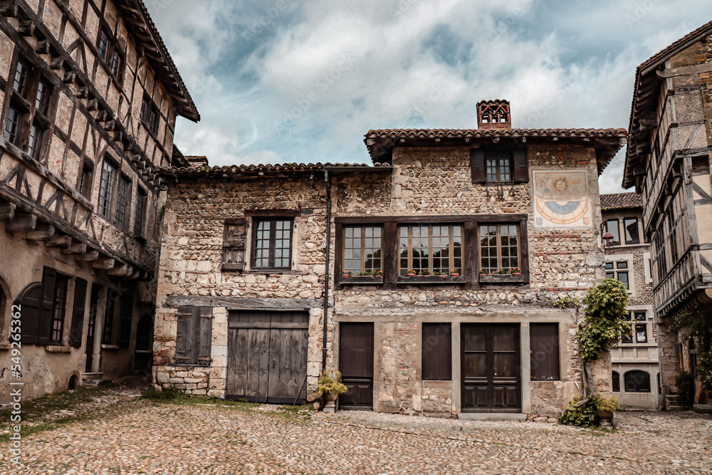 Old buildings in the medieval village Pérouges in France. Old buildings in the medieval village Pérouges in France.