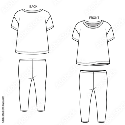 KNIT TOP AND LEGGING SET FOR TODDLER GIRL AND BABY GIRL SET IN EDITABLE VECTOR