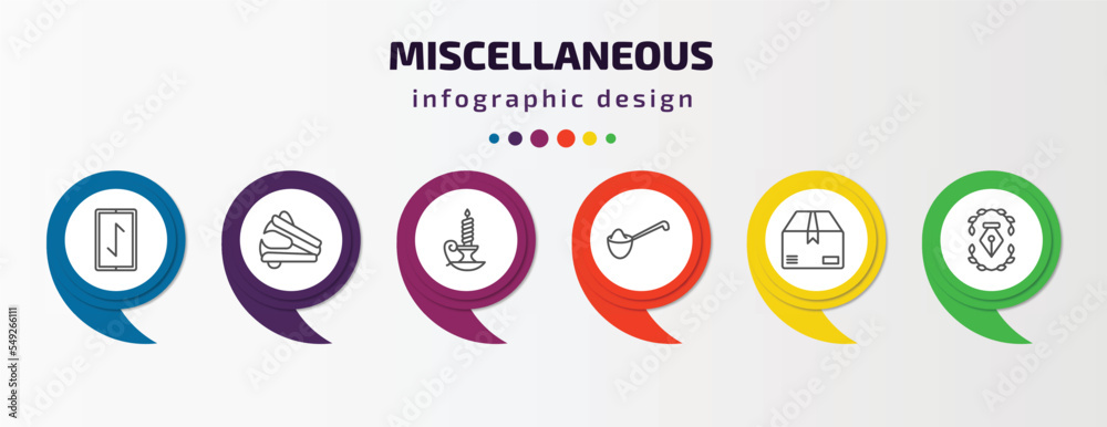 miscellaneous infographic template with icons and 6 step or option. miscellaneous icons such as rune, stapler remover, candlestick, measuring spoon, product, will vector. can be used for banner, miscellaneous infographic template with icons and 6 step or option. miscellaneous icons such as rune, stapler remover, candlestick, measuring spoon, product, will vector. can be used for banner,