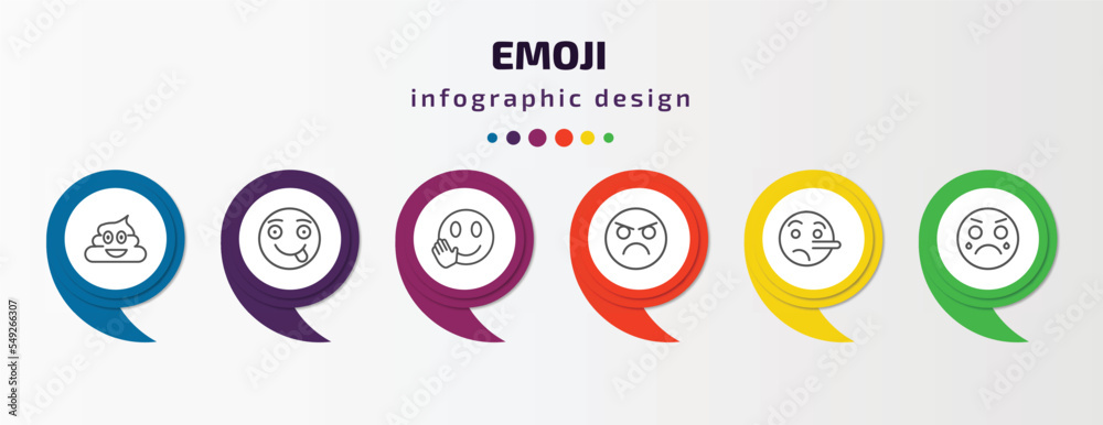 emoji infographic template with icons and 6 step or option. emoji icons such as poo emoji, tongue out hello pouting lying cry vector. can be used for banner, info graph, web, presentations. emoji infographic template with icons and 6 step or option. emoji icons such as poo emoji, tongue out hello pouting lying cry vector. can be used for banner, info graph, web, presentations.