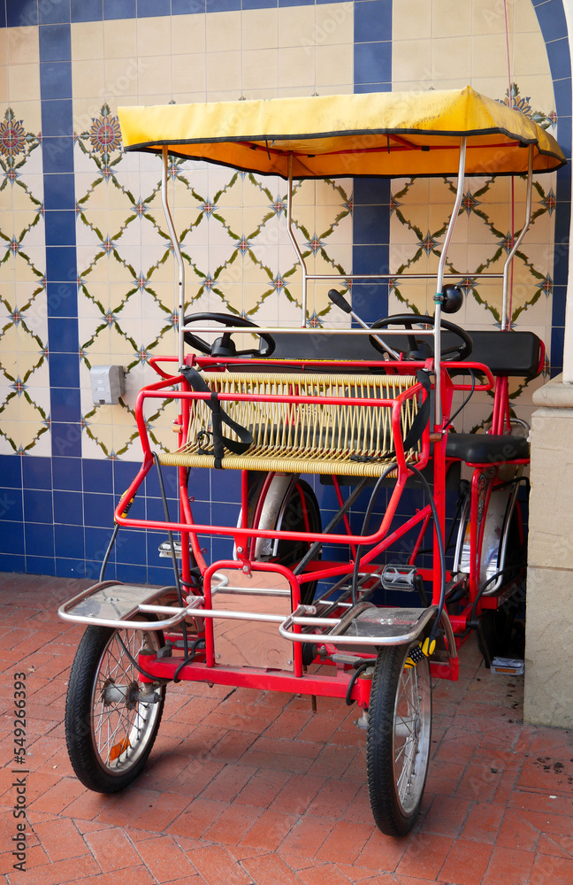 Fototapeta premium Pedicab rickshaw in Santa Barbara, California, USA