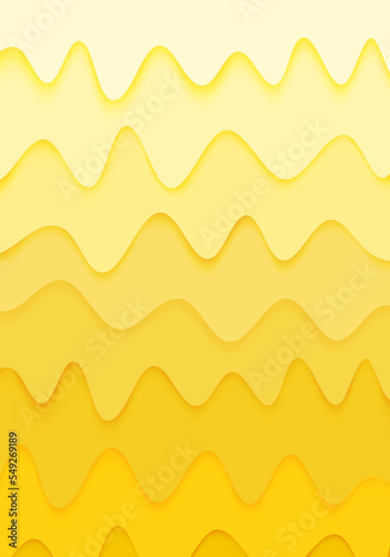 Background Paper Cut wavy cheese shape overlapping several layers and yellow gradation like the ooze of cheese