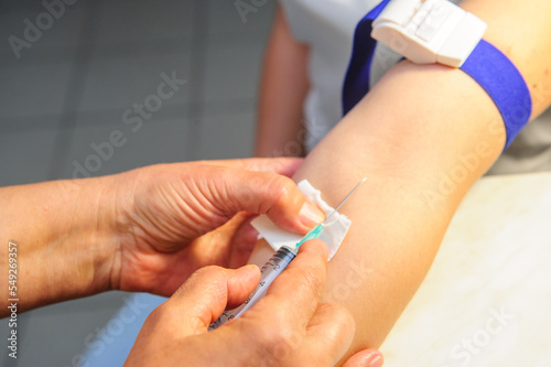 Doctor making vaccination ingection . Medicine and healthcare concept.