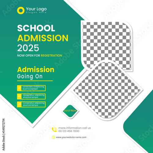 Back to school admission social media post promotion banner design template 21