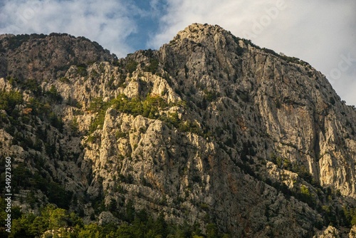 Scenic view of a rocky crag in Green Canyon of Antalya Province photo