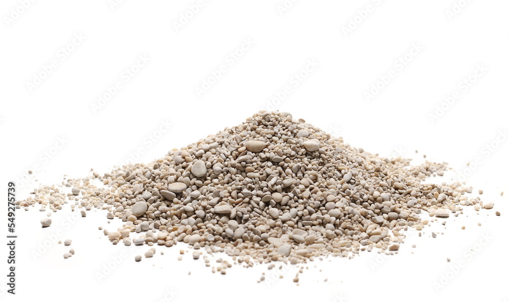 Pebbles and sand pile isolated on white Pebbles and sand pile isolated on white