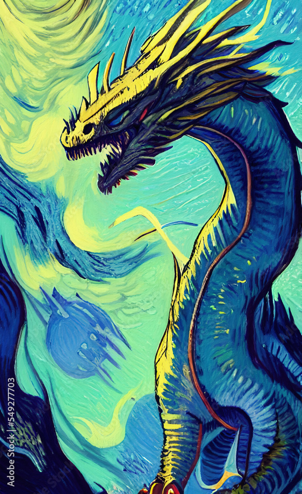 Fantasy mystical evil dragon digital art painting Fantasy mystical evil dragon digital art painting