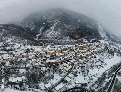Pettorano sul Gizio winter aerial view