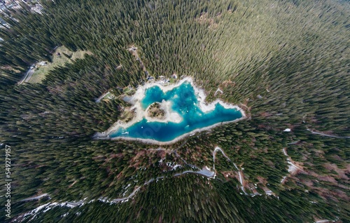 Caumasee lake aerial view into the woods photo