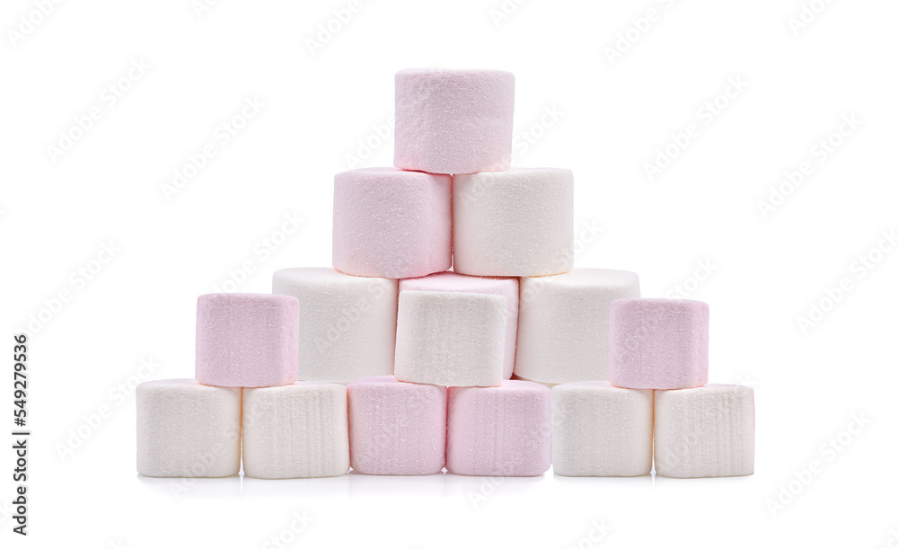 Heap of marshmallows isolated on white background. Heap of marshmallows isolated on white background.