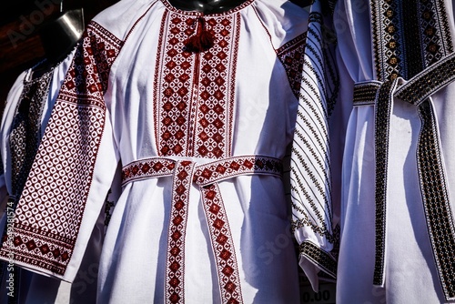 Local dress sold in the local market in Kosiv, Ukraine photo