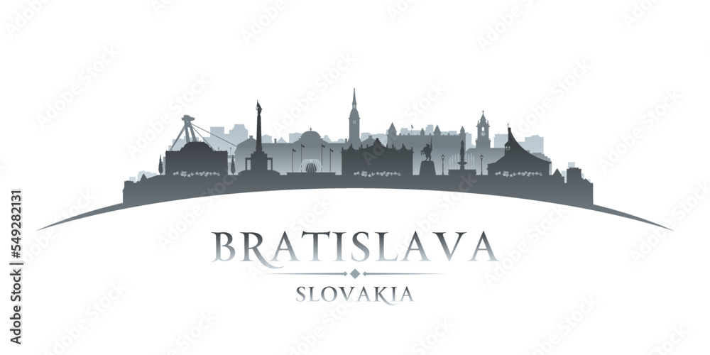 Bratislava Slovakia city silhouette white background