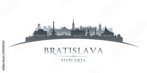 Bratislava Slovakia city silhouette white background