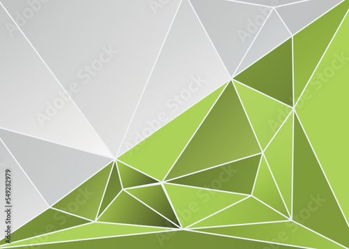 Abstract polygonal green and grey background. Vector blurry triangle background design.