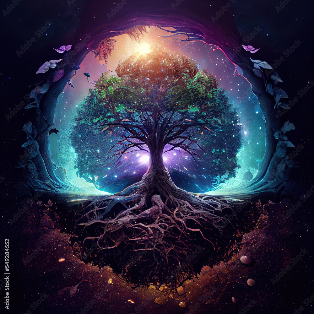 Obraz premium tree of life, fantasy art, concept spiritual, religion