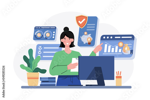 Benefits Manager Illustration concept on white background © freeslab