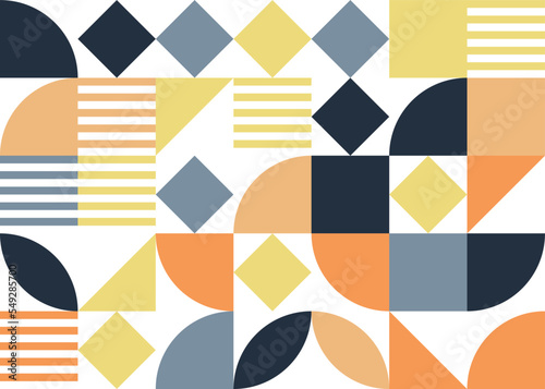 Geometry minimalistic poster with simple shapes and figures. Abstract vector pattern design for web banners, business presentations, branding packages, fabric print, and wallpaper.