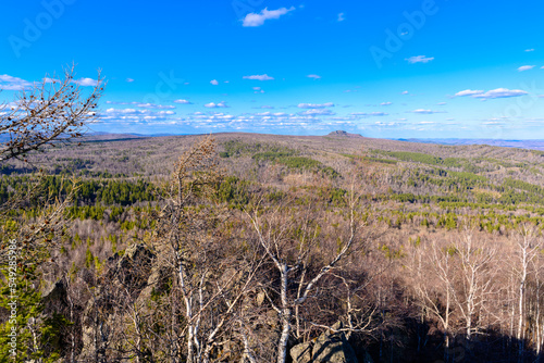 South Ural Mountains with a unique landscape, vegetation and diversity of nature in spring. photo