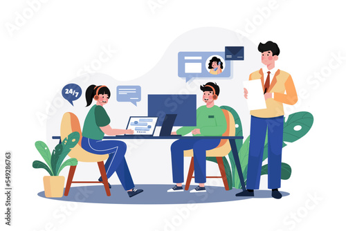 Customer Service Manager Illustration concept on white background