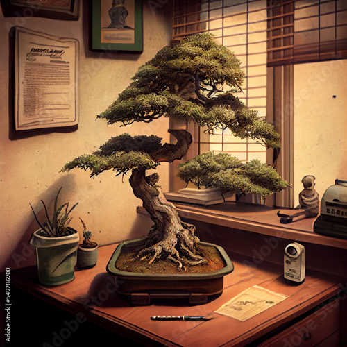 Bonsai tree in office generative ai 