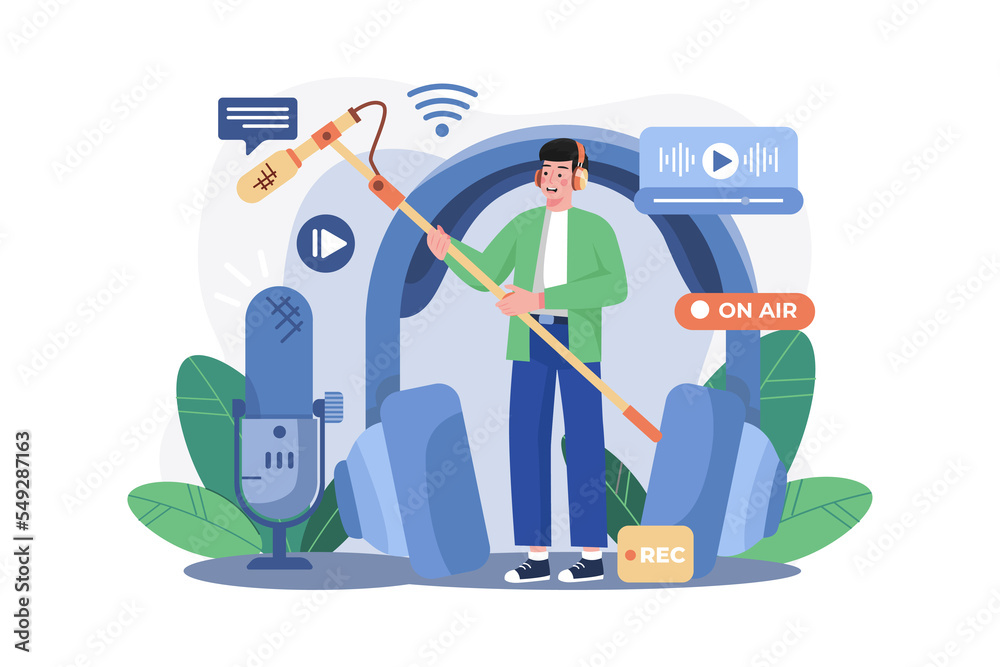 Sound Engineer Illustration concept on white background Sound Engineer Illustration concept on white background
