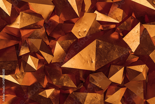 3D Rendering background copper polygonal