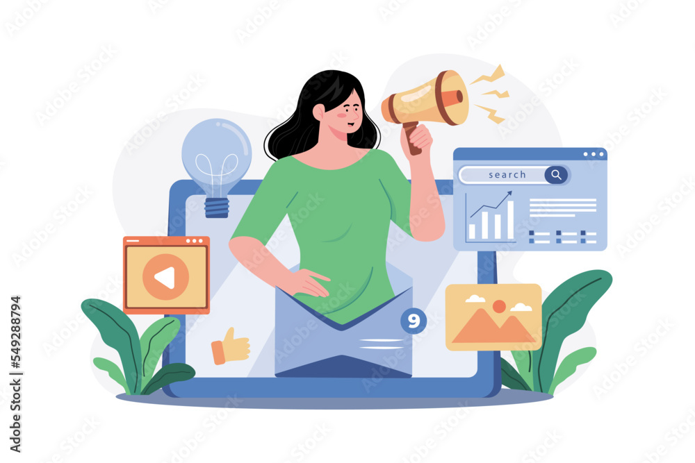 Fototapeta premium Digital Marketing Manager Illustration concept on white background