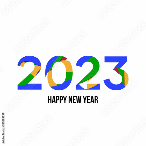 3d illustration appy New Year 2023 Background Template. Holiday Paper Cut 