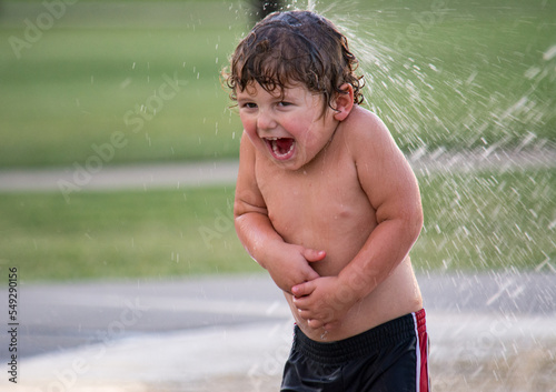 Boy playing in water