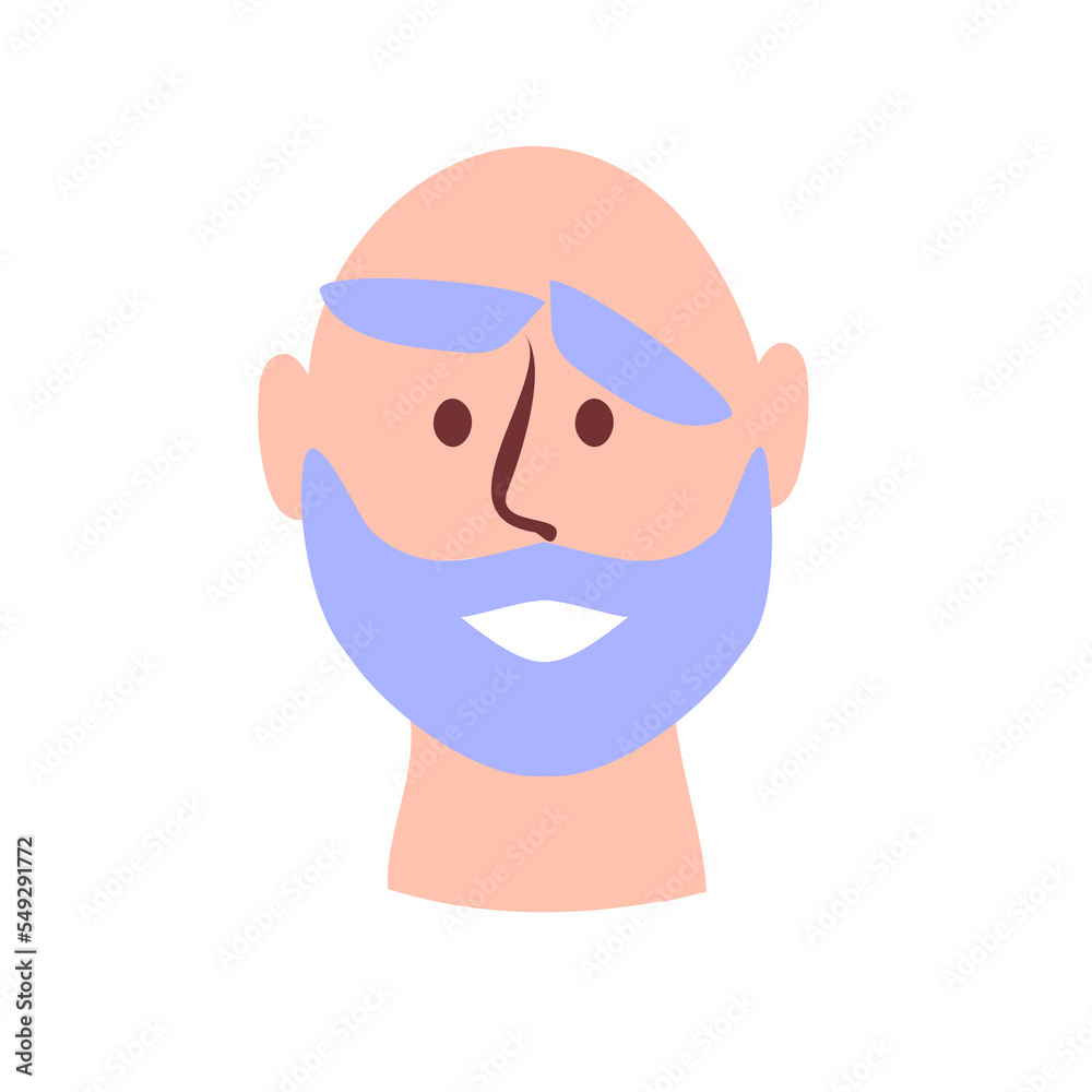 Avatar of an elderly man. A smiling elderly man with a beard and gray hair. Social network. Vector flat illustration Avatar of an elderly man. A smiling elderly man with a beard and gray hair. Social network. Vector flat illustration