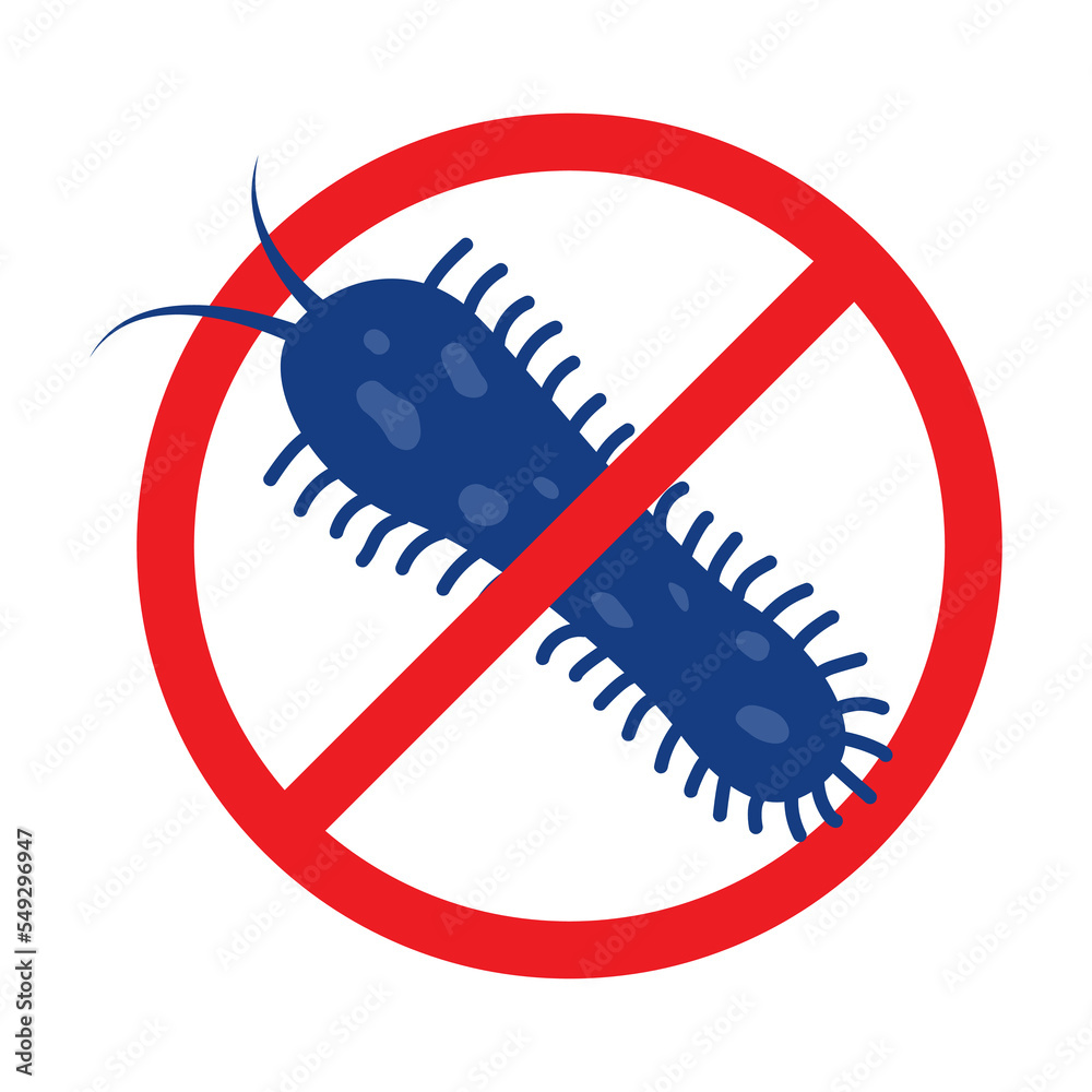 Antibacterial defence icon. Stop bacteria and viruses prohibition sign ...