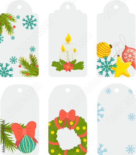 christmas sale tag stickers , winter holiday label vector illustration isolat...