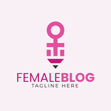 female stories pen and female woman icon logo