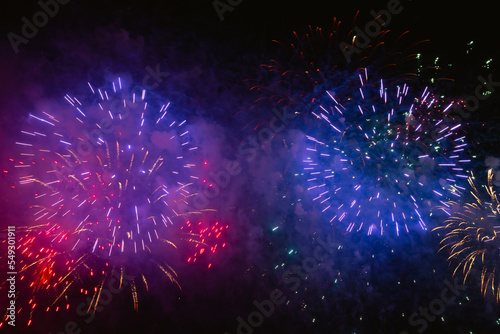 Fireworks. Celebration or party or christmas or holiday or new year background