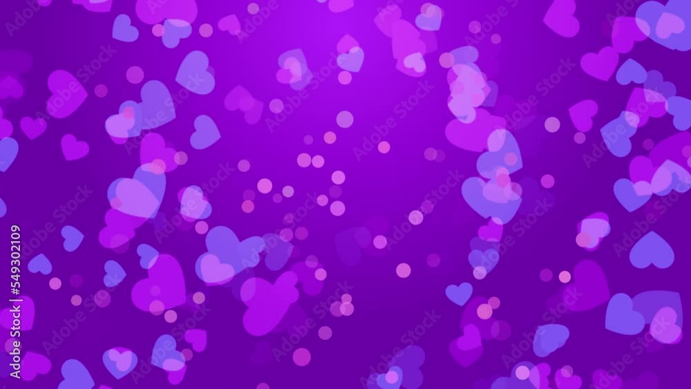 Hart Shape Flying On Purple Gradient Background. heart romantic background animation valentine day