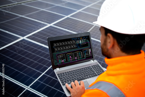 Foto Solar panels installation for sustainable energy